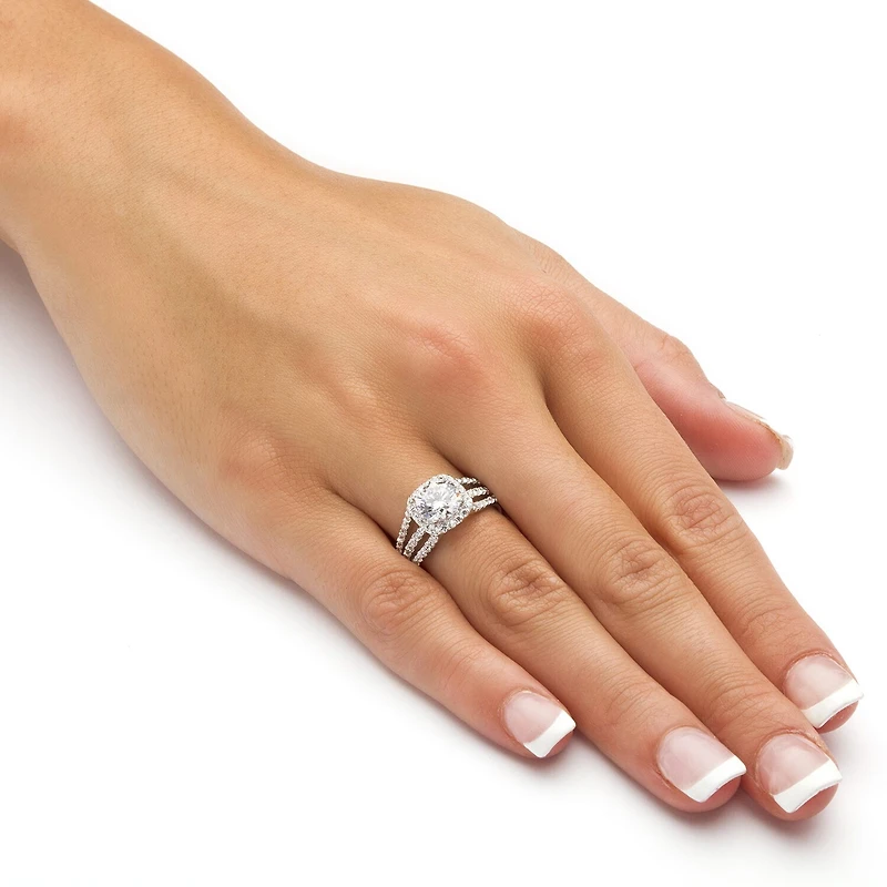 DiamonArt® Womens 1/4 CT. T.W. White Cubic Zirconia Platinum Over Silver Round Engagement Ring