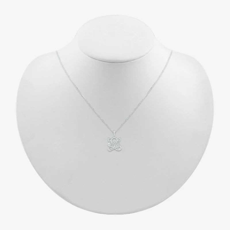 Lord Ganesha Womens Diamond Accent Natural White Diamond 14K Gold 18 Inch Pendant Necklace