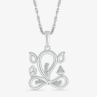 Lord Ganesha Womens Diamond Accent Natural White Diamond 14K Gold 18 Inch Pendant Necklace