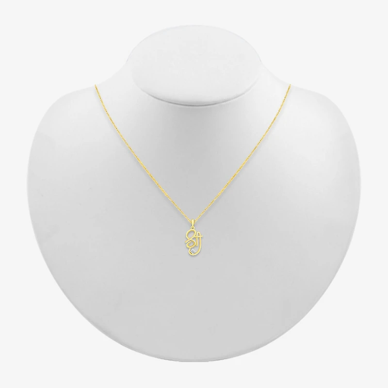 Shree Symbol Womens Diamond Accent Natural White Diamond 14K Gold 18 Inch Pendant Necklace