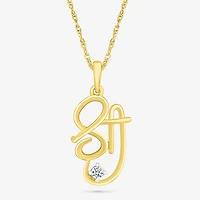Shree Symbol Womens Diamond Accent Natural White Diamond 14K Gold 18 Inch Pendant Necklace