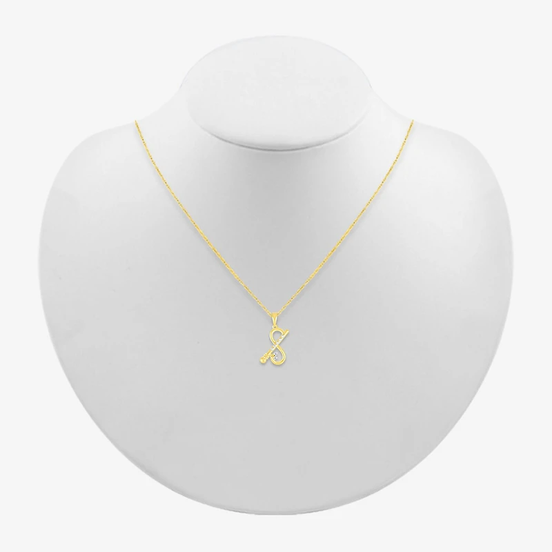 Krishna Flute Womens Diamond Accent Natural White Diamond 14K Gold 18 Inch Pendant Necklace