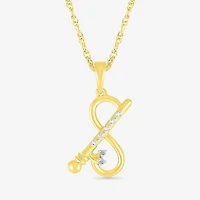Krishna Flute Womens Diamond Accent Natural White Diamond 14K Gold 18 Inch Pendant Necklace