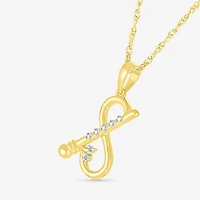 Krishna Flute Womens Diamond Accent Natural White Diamond 14K Gold 18 Inch Pendant Necklace