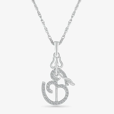 Ohm Symbol Womens 1/5 CT. Natural White Diamond 14K Gold 18 Inch Pendant Necklace