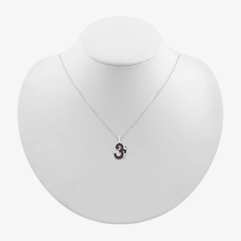 Ohm Symbol Womens 1/6 CT. T.W. Natural Champagne Diamond 14K Gold 18 Inch Pendant Necklace
