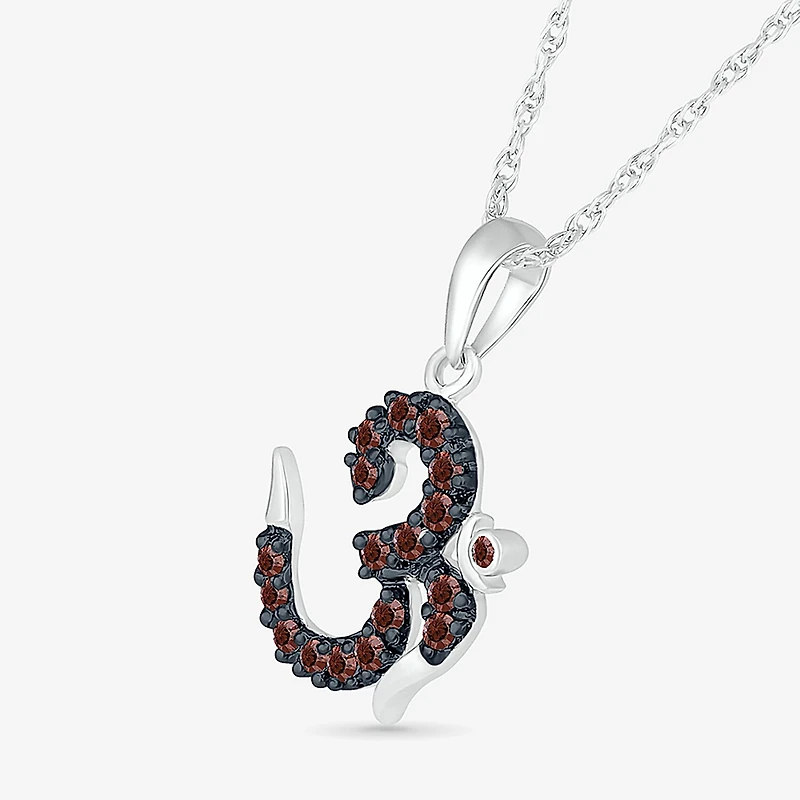 Ohm Symbol Womens 1/6 CT. T.W. Natural Champagne Diamond 14K Gold 18 Inch Pendant Necklace