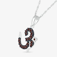 Ohm Symbol Womens 1/6 CT. T.W. Natural Champagne Diamond 14K Gold 18 Inch Pendant Necklace