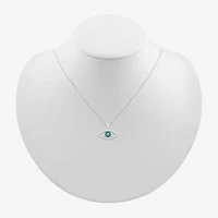 Womens 1/10 CT. T.W. Natural Blue Diamond 14K Gold Evil Eye 18 Inch Pendant Necklace