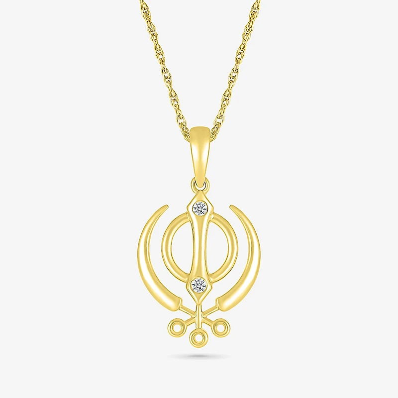Khanda Womens Diamond Accent Natural White Diamond 14K Gold 18 Inch Pendant Necklace