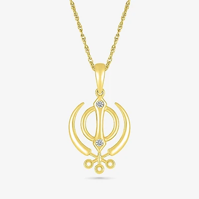 Khanda Womens Diamond Accent Natural White Diamond 14K Gold 18 Inch Pendant Necklace