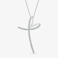 Womens 1/3 CT. T.W. Natural White Diamond 14K Gold Cross 18 Inch Pendant Necklace