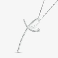 Womens 1/3 CT. T.W. Natural White Diamond 14K Gold Cross 18 Inch Pendant Necklace