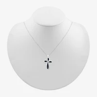 Womens 1/4 CT. T.W. Natural Black Diamond 14K Gold Cross 18 Inch Pendant Necklace