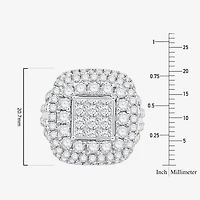 Womens 4 CT. T.W. Natural White Diamond 10K Gold Cushion Side Stone Engagement Ring