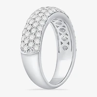 Micro Pave Womens 5.5MM 1 1/2 CT. T.W. Natural White Diamond 10K Gold Anniversary Wedding Band