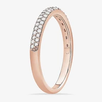 Micro Pave Womens 2MM 1/4 CT. T.W. Natural White Diamond 10K Gold Anniversary Wedding Band