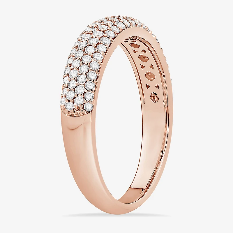 Micro Pave Womens 4MM 1/ CT. T.W. Natural White Diamond 10K Gold Anniversary Wedding Band
