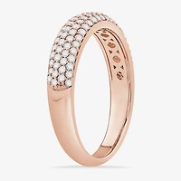 Micro Pave Womens 4MM 1/ CT. T.W. Natural White Diamond 10K Gold Anniversary Wedding Band