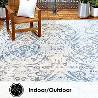 Nicole Miller Patio Sofia Juniper Damask Loomed Rectangular Outdoor Area Rug