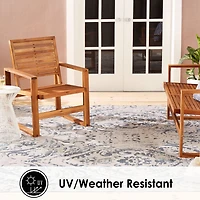 Nicole Miller Patio Sofia Juniper Damask Loomed Rectangular Outdoor Area Rug