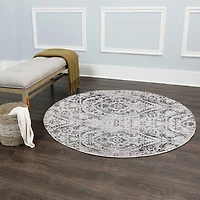 Nicole Miller Patio Sofia Juniper Damask Loomed Round Indoor Outdoor Area Rug