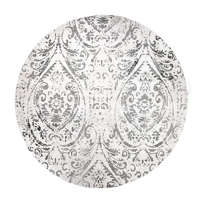 Nicole Miller Patio Sofia Juniper Damask Loomed Round Indoor Outdoor Area Rug