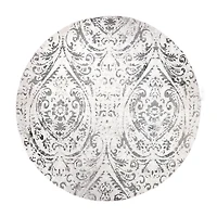 Nicole Miller Patio Sofia Juniper Damask Loomed Round Indoor Outdoor Area Rug