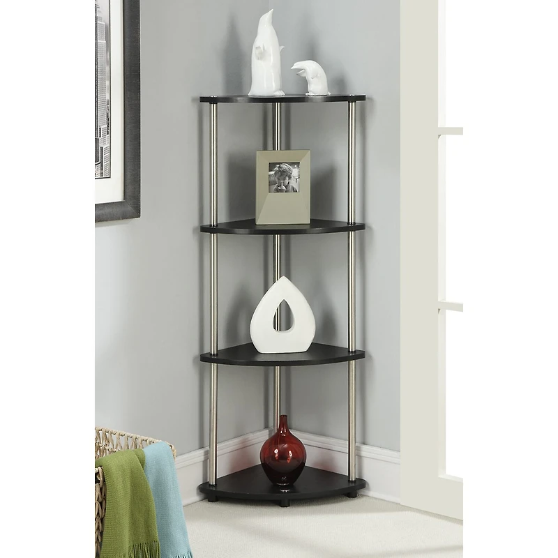 Convenience Concepts Designs2go No Tools 4-Shelf Corner Unit Bookshelf