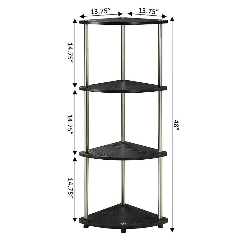 Convenience Concepts Designs2go No Tools 4-Shelf Corner Unit Bookshelf