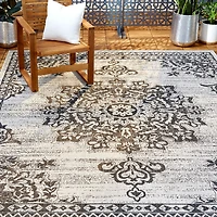 Nicole Miller Patio Country Azalea Medallion Loomed Rectangular Outdoor Area Rug