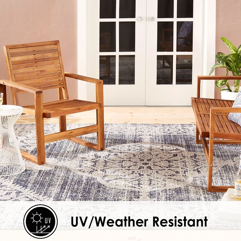 Nicole Miller Patio Sofia Magnolia Medallion Loomed Rectangular Outdoor Area Rug