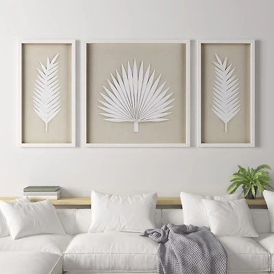 Madison Park Sabal Palm Rice Paper Shadow Box 3-pc. Wall Art Set