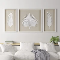 Madison Park Sabal Palm Rice Paper Shadow Box 3-pc. Wall Art Set