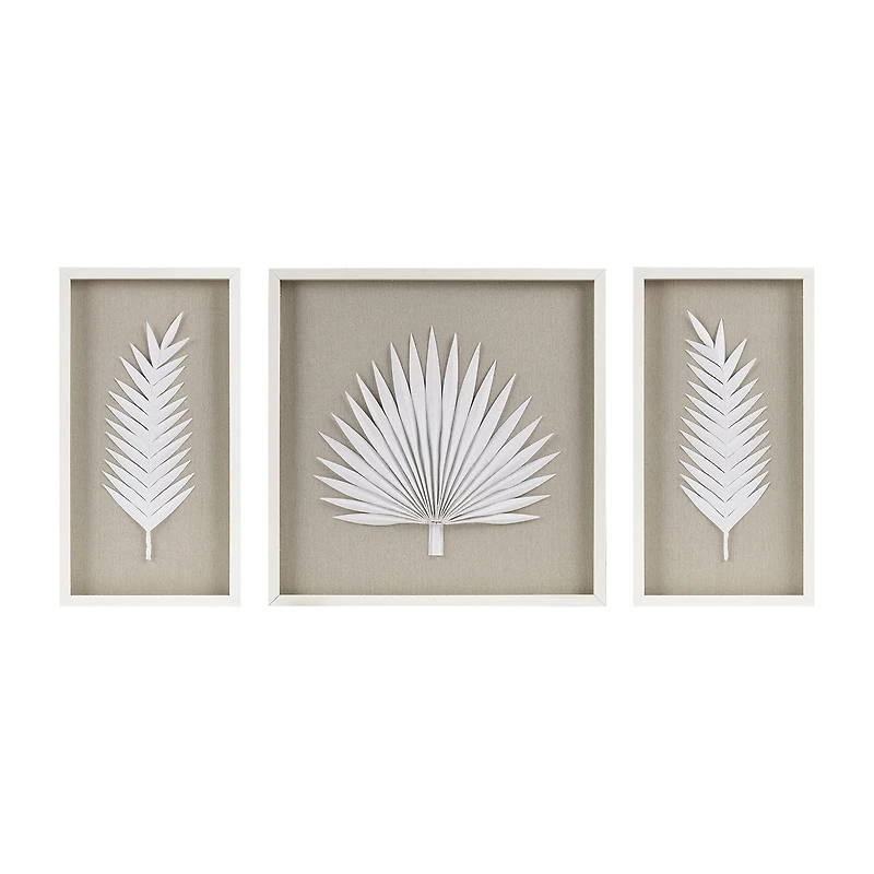 Madison Park Sabal Palm Rice Paper Shadow Box 3-pc. Wall Art Set