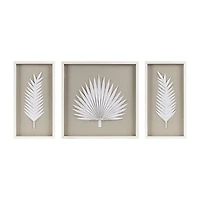 Madison Park Sabal Palm Rice Paper Shadow Box 3-pc. Wall Art Set