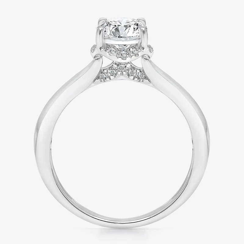 (I / I1) Womens 1 1/7 CT. T.W. Lab Grown White Diamond 10K Gold Round Halo Engagement Ring