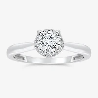 (I / I1) Womens 1 1/7 CT. T.W. Lab Grown White Diamond 10K Gold Round Halo Engagement Ring
