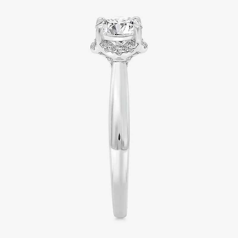 (I / I1) Womens 1 1/7 CT. T.W. Lab Grown White Diamond 10K Gold Round Halo Engagement Ring