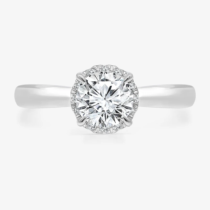 (I / I1) Womens 1 1/7 CT. T.W. Lab Grown White Diamond 10K Gold Round Halo Engagement Ring