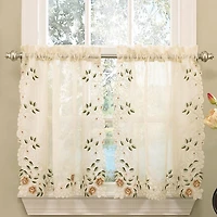 Sweet Home Collection Rosemary Linen Embroidered 2-pc. Rod Pocket Window Tier