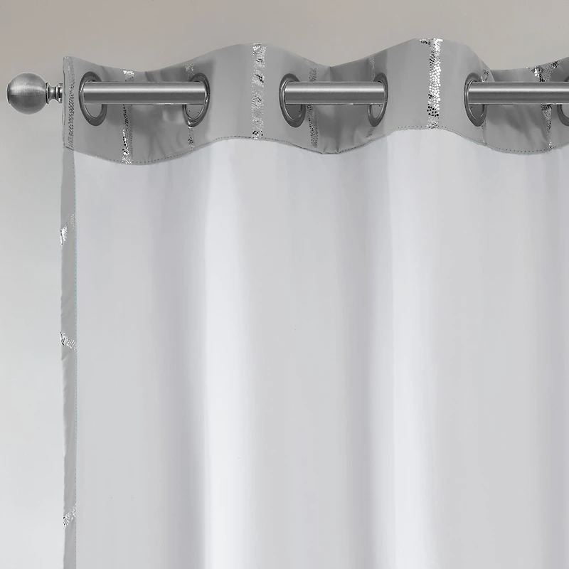 Intelligent Design Khloe Geometric Metallic Grommet Top Energy Saving 100% Blackout Set of 2 Curtain Panel