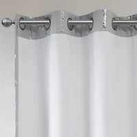 Intelligent Design Khloe Geometric Metallic Grommet Top Energy Saving 100% Blackout Set of 2 Curtain Panel