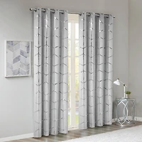 Intelligent Design Khloe Geometric Metallic Grommet Top Energy Saving 100% Blackout Set of 2 Curtain Panel
