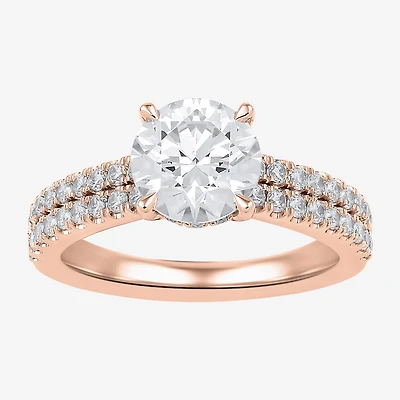 H-I / SI1-SI2) Womens CT. T.W. Lab Grown White Diamond 10K or 14K Gold Round Side Stone Engagement Ring