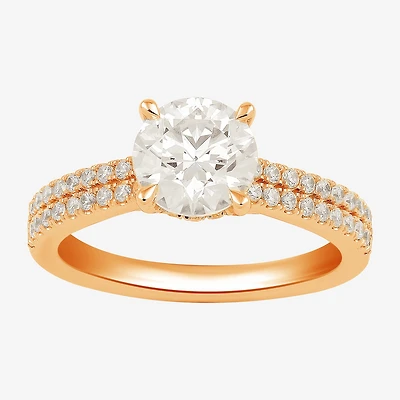H-I / SI1-SI2) Womens CT. T.W. Lab Grown White Diamond 10K or 14K Gold Round Side Stone Engagement Ring