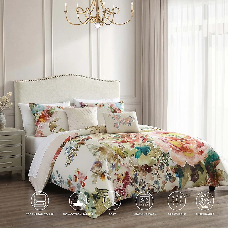 Bebejan Antique Flowers 5-pc. Midweight REVERSIBLE Comforter Set