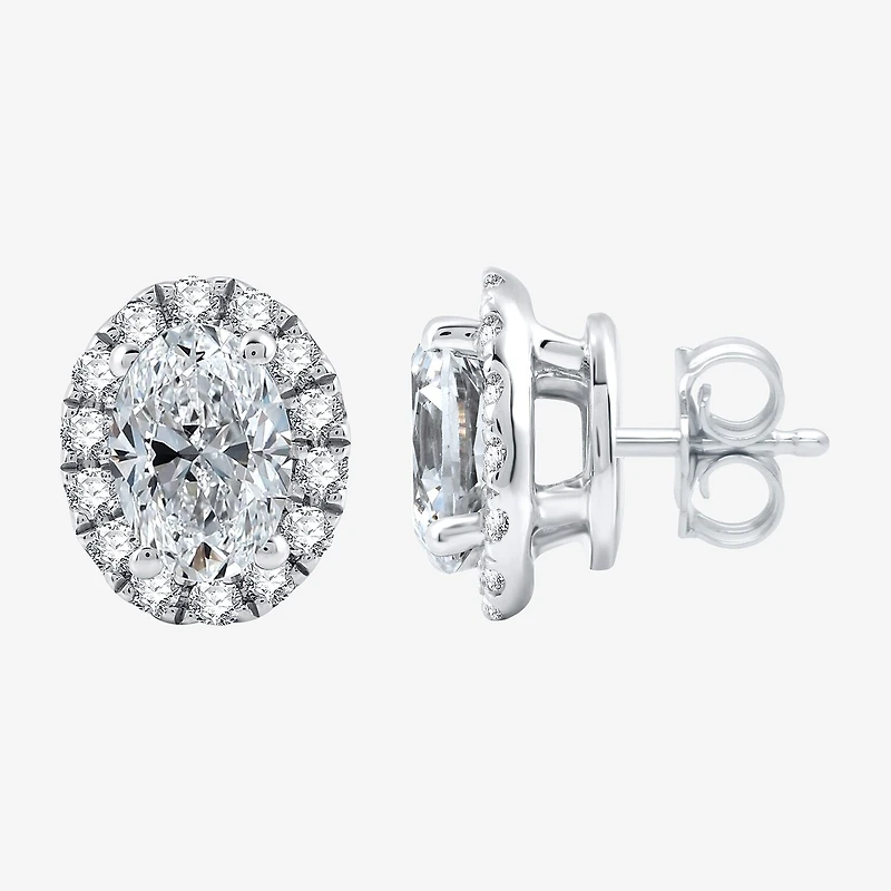 Ever Star (H-I / Si2-I1) 1 CT. T.W. Lab Grown White Diamond 10K Gold Oval Stud Earrings
