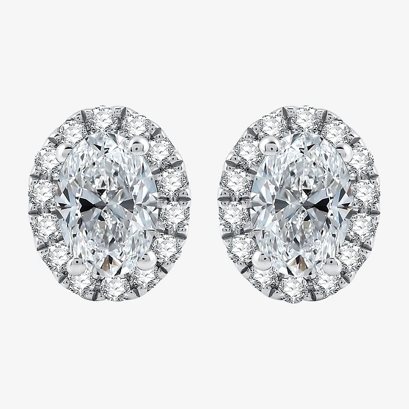 Ever Star (H-I / Si2-I1) 1 CT. T.W. Lab Grown White Diamond 10K Gold Oval Stud Earrings