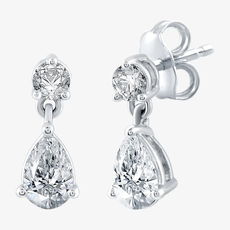 Ever Star (H-I / Si2-I1) Womens 1 CT. T.W. Lab Grown White Diamond 10K Gold Pear Drop Earrings